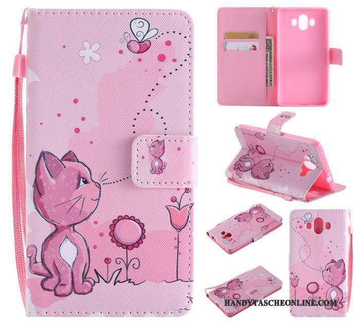 Hülle Huawei Mate 10 Lederhülle Rosa Anti-sturz, Case Huawei Mate 10 Karikatur Handyhüllen