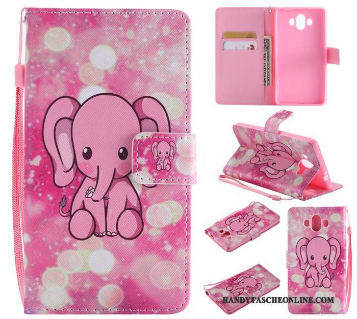 Hülle Huawei Mate 10 Lederhülle Rosa Anti-sturz, Case Huawei Mate 10 Karikatur Handyhüllen