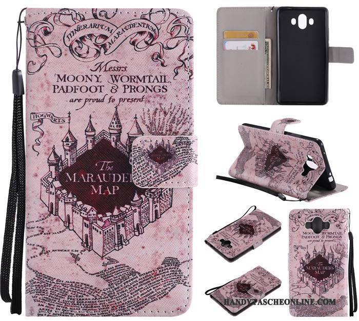 Hülle Huawei Mate 10 Lederhülle Rosa Anti-sturz, Case Huawei Mate 10 Karikatur Handyhüllen