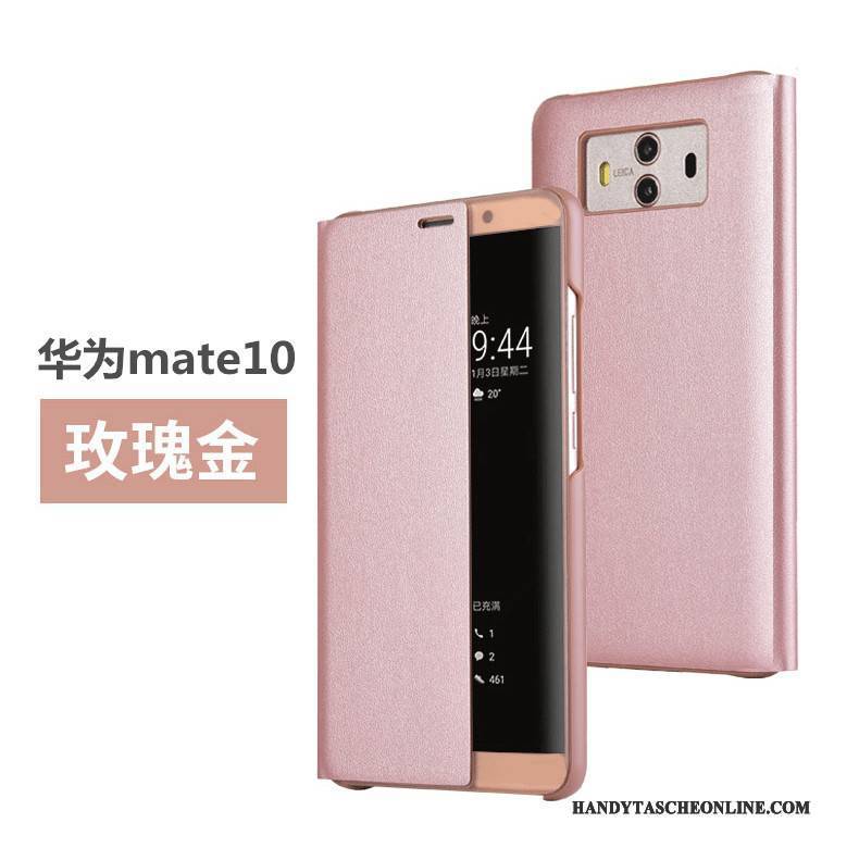 Hülle Huawei Mate 10 Lederhülle Schwarz Handyhüllen, Case Huawei Mate 10 Schutz