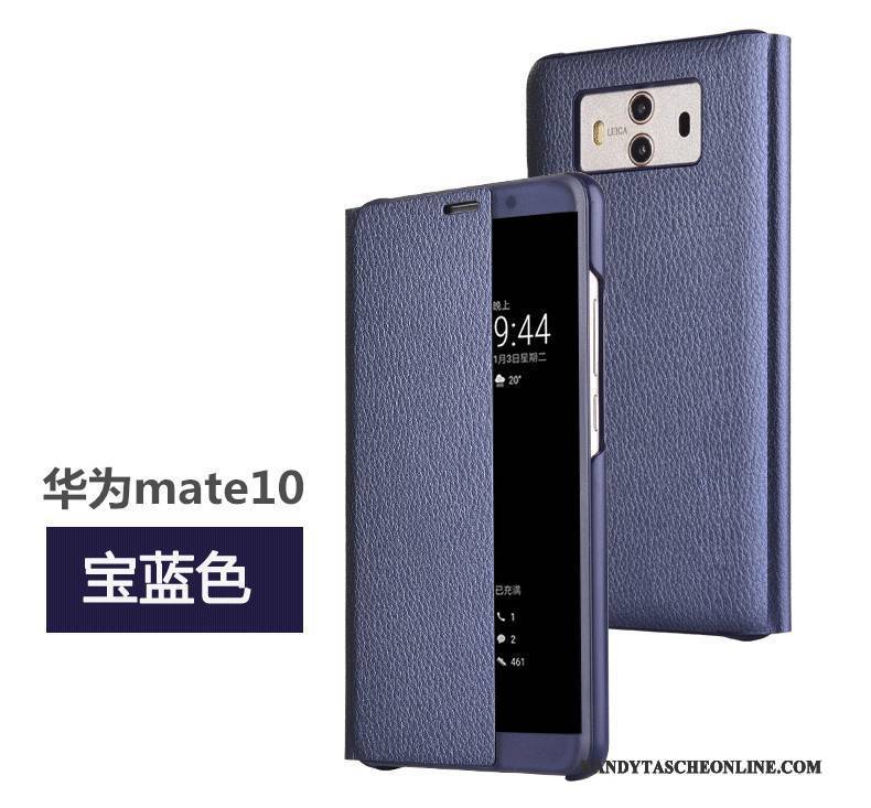 Hülle Huawei Mate 10 Lederhülle Schwarz Handyhüllen, Case Huawei Mate 10 Schutz