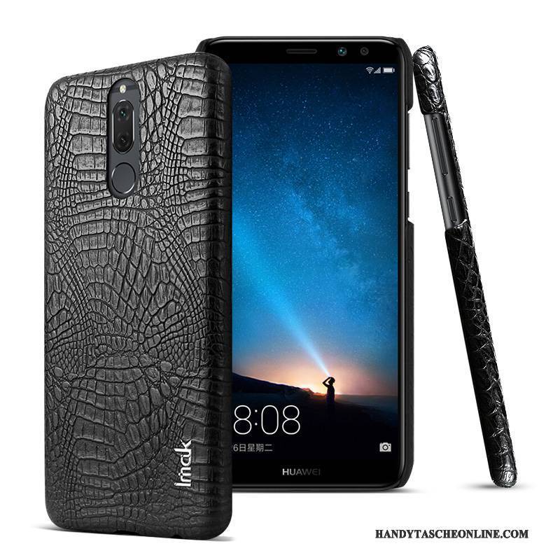 Hülle Huawei Mate 10 Lite Leder Dunkelblau Handyhüllen, Case Huawei Mate 10 Lite Schutz Krokodilmuster