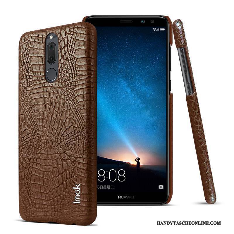 Hülle Huawei Mate 10 Lite Leder Dunkelblau Handyhüllen, Case Huawei Mate 10 Lite Schutz Krokodilmuster