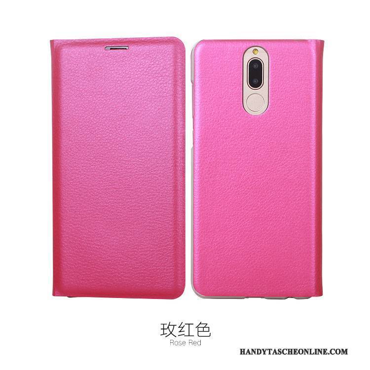 Hülle Huawei Mate 10 Lite Lederhülle Karte Rot, Case Huawei Mate 10 Lite Folio Anti-sturz