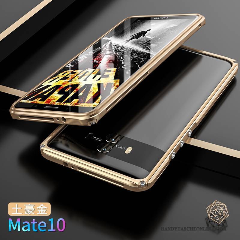 Hülle Huawei Mate 10 Metall Grenze Gold, Case Huawei Mate 10 Schutz Handyhüllen Hintere Abdeckung