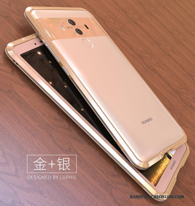 Hülle Huawei Mate 10 Metall Schlank Handyhüllen, Case Huawei Mate 10 Schutz Grenze Gold