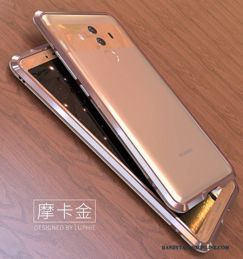 Hülle Huawei Mate 10 Metall Schlank Handyhüllen, Case Huawei Mate 10 Schutz Grenze Gold