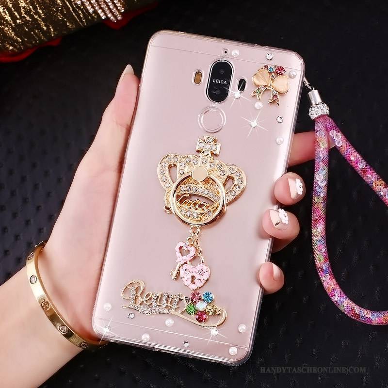 Hülle Huawei Mate 10 Pro Halterung Hängende Verzierungen Rosa, Case Huawei Mate 10 Pro Strass Anti-sturz Handyhüllen