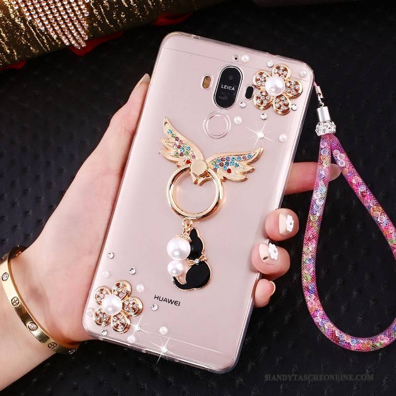 Hülle Huawei Mate 10 Pro Halterung Hängende Verzierungen Rosa, Case Huawei Mate 10 Pro Strass Anti-sturz Handyhüllen