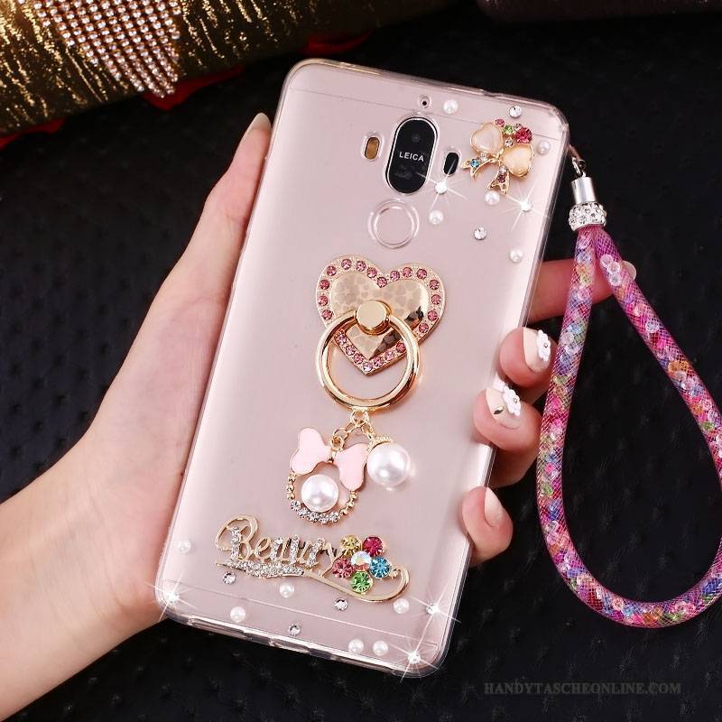 Hülle Huawei Mate 10 Pro Halterung Hängende Verzierungen Rosa, Case Huawei Mate 10 Pro Strass Anti-sturz Handyhüllen