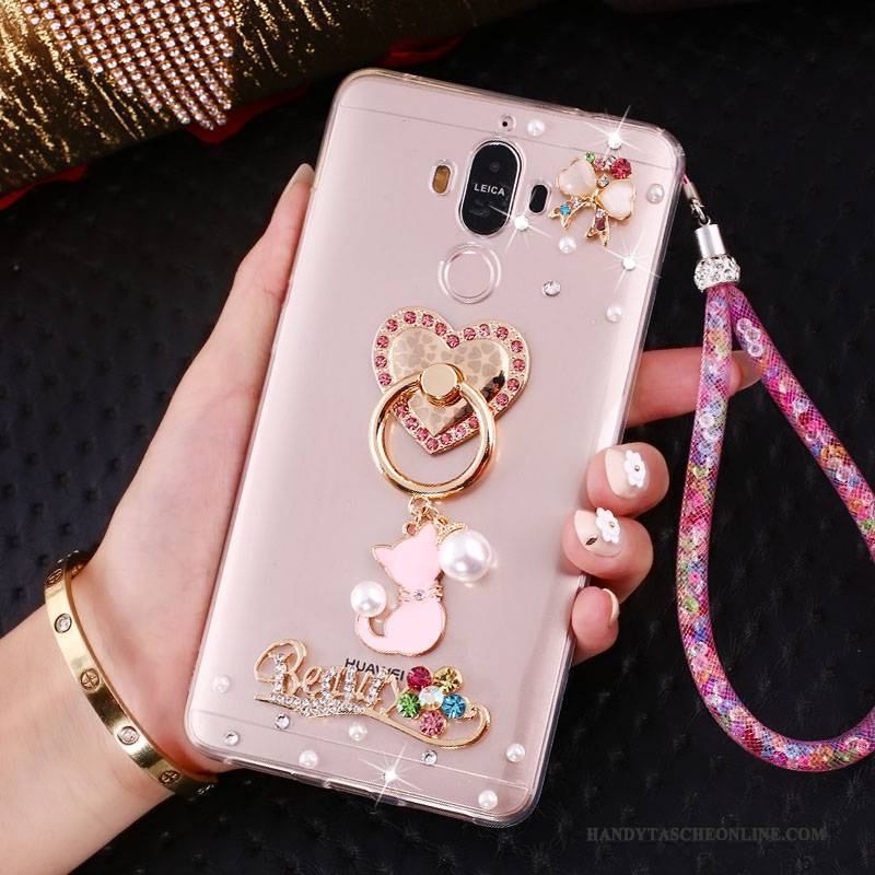 Hülle Huawei Mate 10 Pro Halterung Hängende Verzierungen Rosa, Case Huawei Mate 10 Pro Strass Anti-sturz Handyhüllen