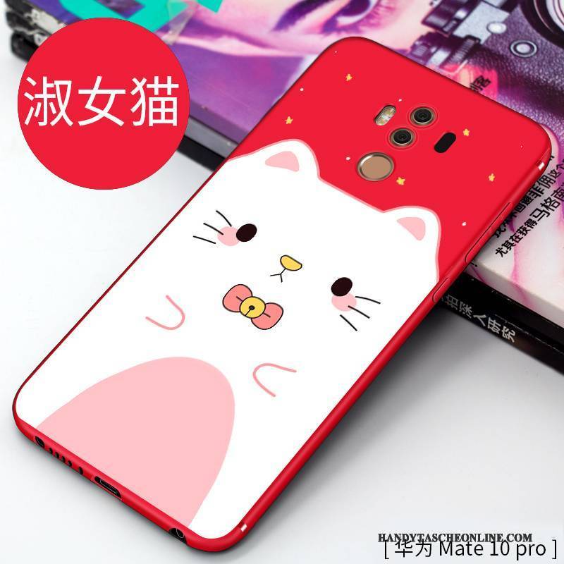 Hülle Huawei Mate 10 Pro Karikatur Nette Rot, Case Huawei Mate 10 Pro Kreativ Handyhüllen Anti-sturz