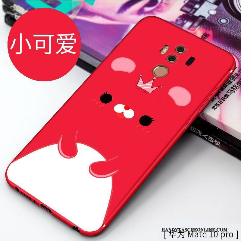 Hülle Huawei Mate 10 Pro Karikatur Nette Rot, Case Huawei Mate 10 Pro Kreativ Handyhüllen Anti-sturz