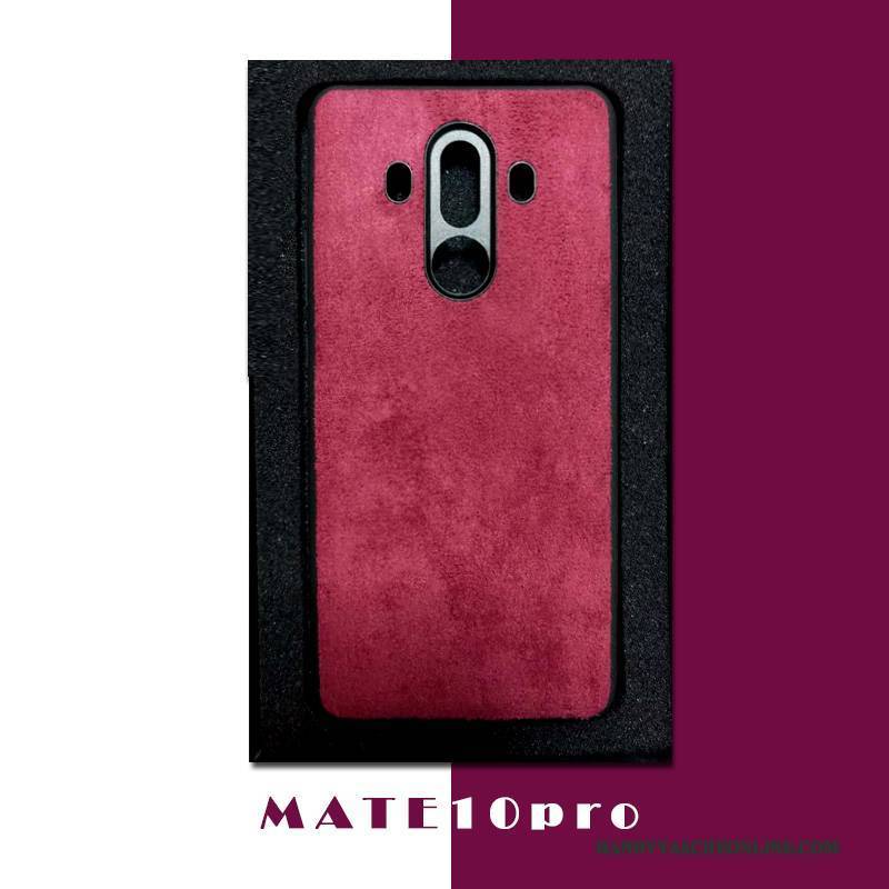 Hülle Huawei Mate 10 Pro Leder Handyhüllen Anti-sturz, Case Huawei Mate 10 Pro Taschen Rot Schlank