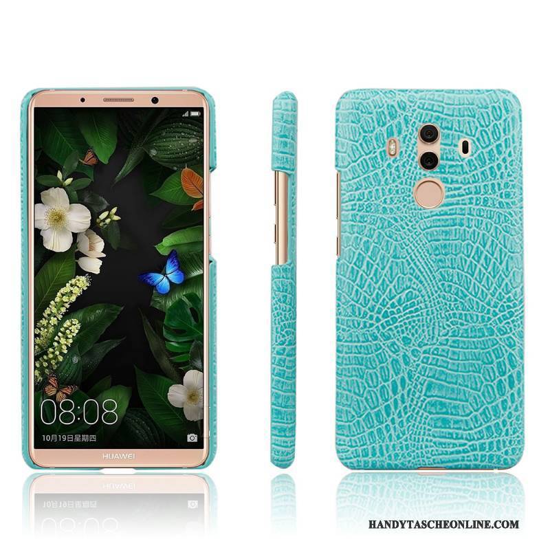 Hülle Huawei Mate 10 Pro Lederhülle Hellblau Handyhüllen, Case Huawei Mate 10 Pro Schutz Krokodilmuster Neu