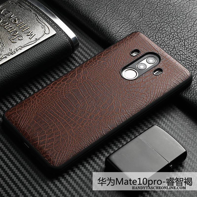 Hülle Huawei Mate 10 Pro Lederhülle Schwarz Krokodilmuster, Case Huawei Mate 10 Pro Taschen Anti-sturz Qualität