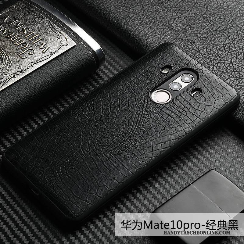 Hülle Huawei Mate 10 Pro Lederhülle Schwarz Krokodilmuster, Case Huawei Mate 10 Pro Taschen Anti-sturz Qualität