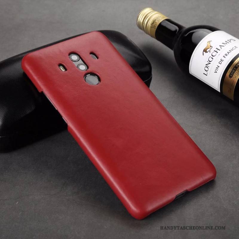 Hülle Huawei Mate 10 Pro Lederhülle Schwarz Kuh, Case Huawei Mate 10 Pro Schutz Nubuck Handyhüllen