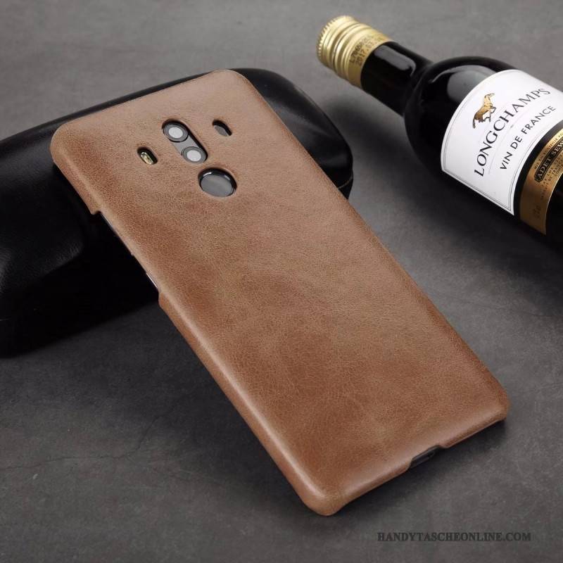 Hülle Huawei Mate 10 Pro Lederhülle Schwarz Kuh, Case Huawei Mate 10 Pro Schutz Nubuck Handyhüllen