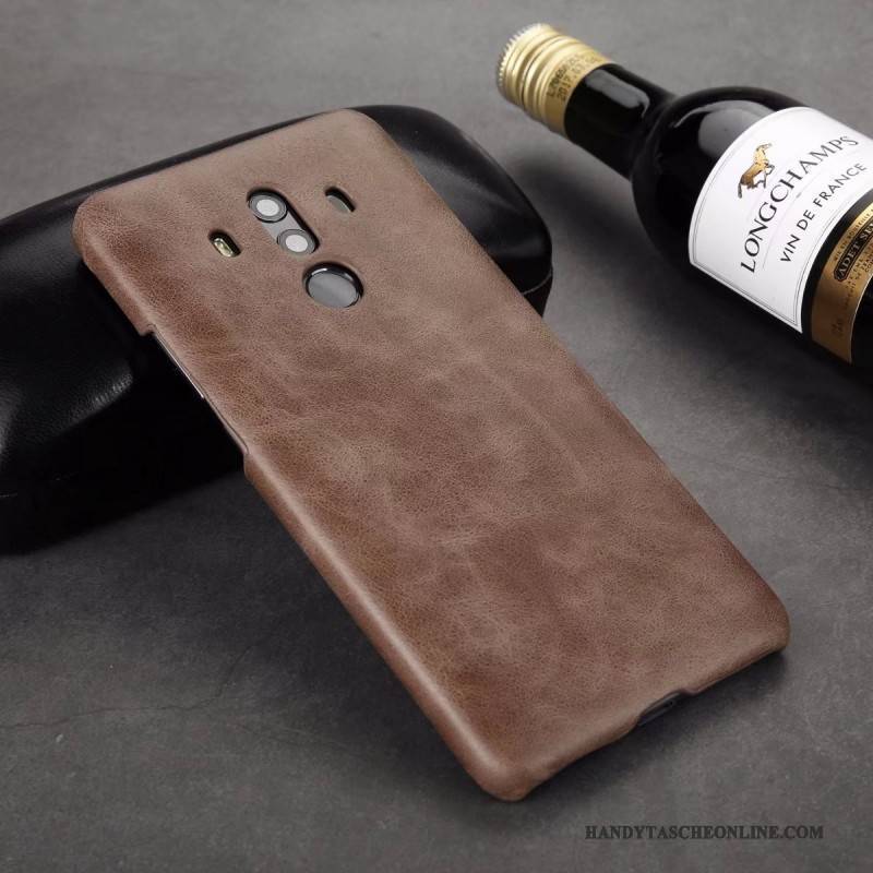 Hülle Huawei Mate 10 Pro Lederhülle Schwarz Kuh, Case Huawei Mate 10 Pro Schutz Nubuck Handyhüllen