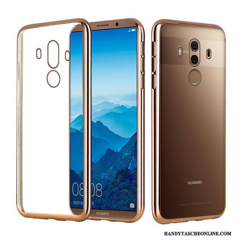 Hülle Huawei Mate 10 Pro Luxus Transparent Gold, Case Huawei Mate 10 Pro Silikon Überzug Handyhüllen