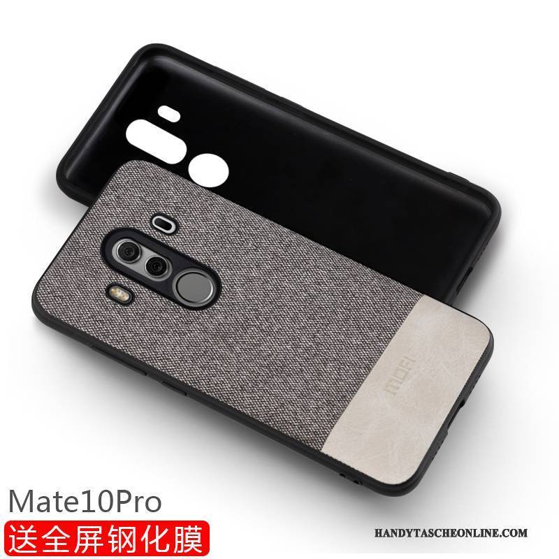 Hülle Huawei Mate 10 Pro Silikon Anti-sturz Schwarz, Case Huawei Mate 10 Pro Schutz Handyhüllen Nubuck