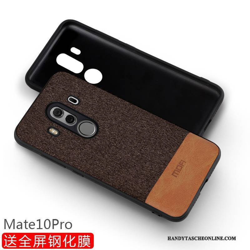 Hülle Huawei Mate 10 Pro Silikon Anti-sturz Schwarz, Case Huawei Mate 10 Pro Schutz Handyhüllen Nubuck