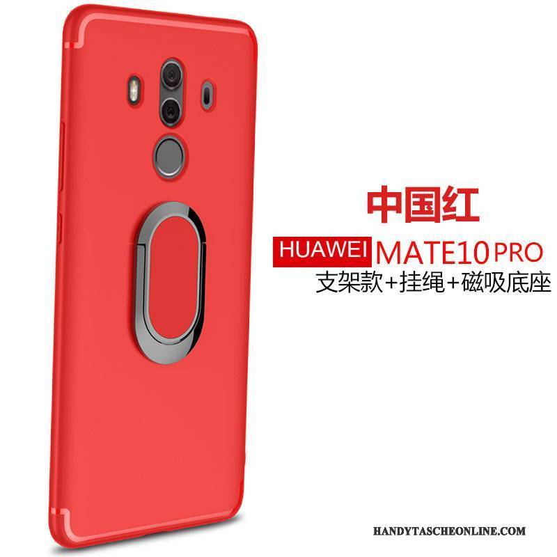 Hülle Huawei Mate 10 Pro Silikon Rot Ring, Case Huawei Mate 10 Pro Weiche Nubuck Anti-sturz