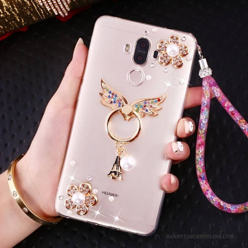 Hülle Huawei Mate 10 Pro Strass Trend Rosa, Case Huawei Mate 10 Pro Halterung Hängende Verzierungen Ring