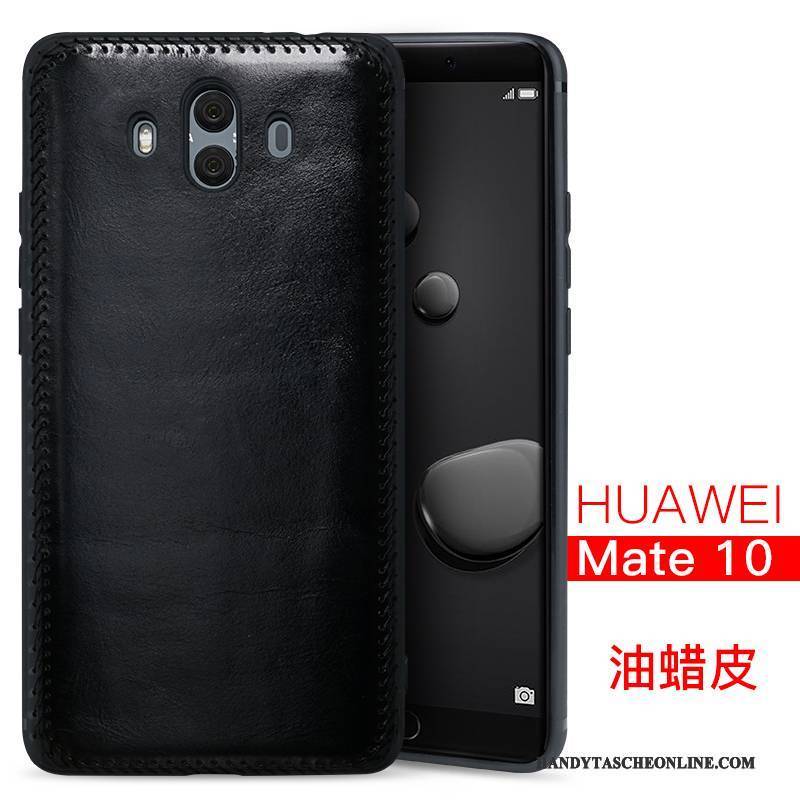 Hülle Huawei Mate 10 Schutz Anti-sturz Handyhüllen, Case Huawei Mate 10 Lederhülle Qualität Schwarz