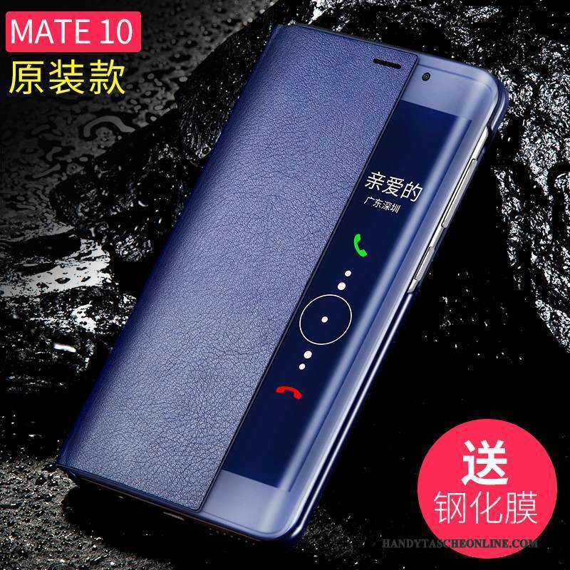 Hülle Huawei Mate 10 Schutz Blau Handyhüllen, Case Huawei Mate 10 Lederhülle Anti-sturz