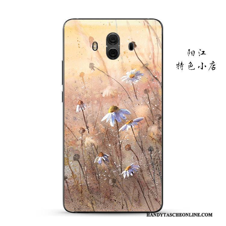 Hülle Huawei Mate 10 Silikon Gelb Business, Case Huawei Mate 10 Prägung Anti-sturz Blütenblätter