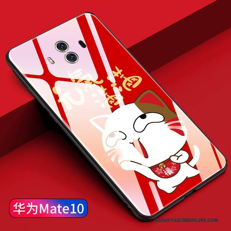 Hülle Huawei Mate 10 Silikon Glas Spiegel, Case Huawei Mate 10 Taschen Handyhüllen Rot