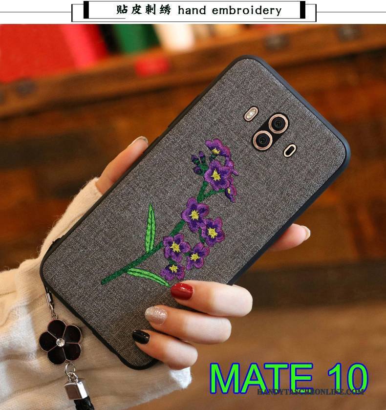 Hülle Huawei Mate 10 Weiche Hintere Abdeckung Dunkelblau, Case Huawei Mate 10 Silikon Stickerei Handyhüllen