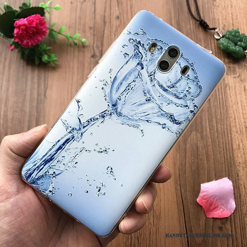 Hülle Huawei Mate 10 Weiche Hängende Verzierungen Handyhüllen, Case Huawei Mate 10 Prägung Blau Persönlichkeit