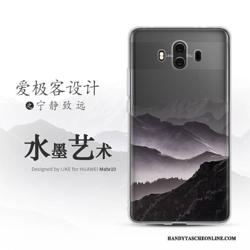 Hülle Huawei Mate 10 Weiche Schwarz Handyhüllen, Case Huawei Mate 10 Schutz Landschaft