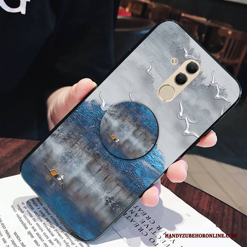 Hülle Huawei Mate 20 Lite Schutz Anti-sturz Chinesische Art, Case Huawei Mate 20 Lite Weiche Blau Persönlichkeit