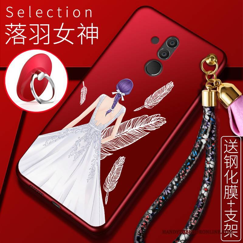 Hülle Huawei Mate 20 Lite Schutz Handyhüllen Anti-sturz, Case Huawei Mate 20 Lite Taschen Temperieren Rot