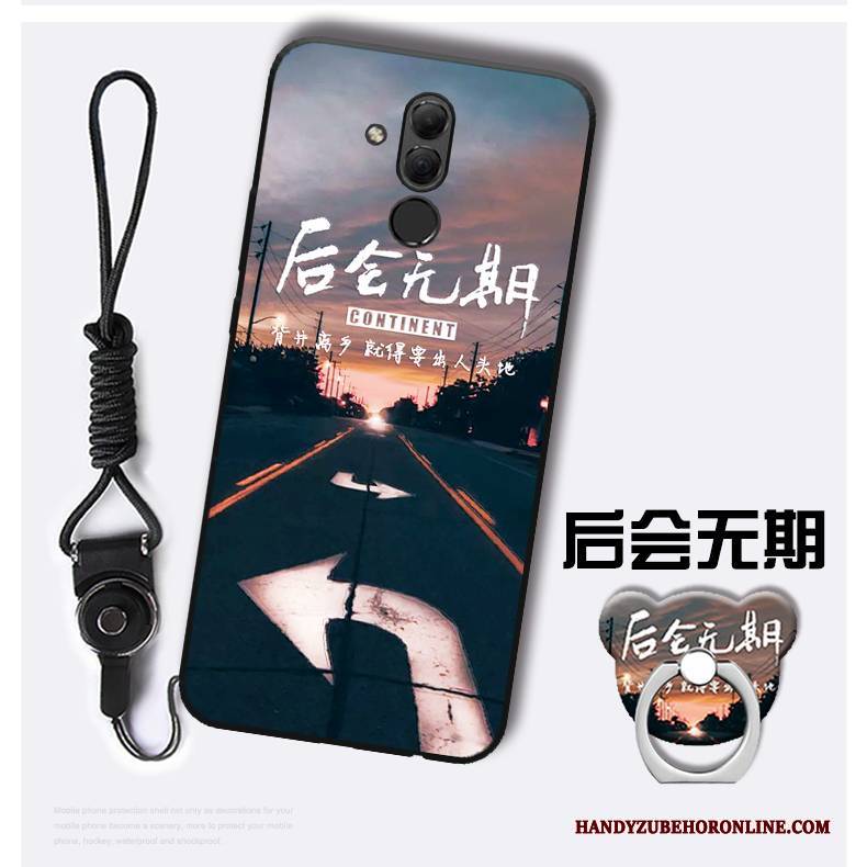 Hülle Huawei Mate 20 Lite Taschen Schwarz Handyhüllen, Case Huawei Mate 20 Lite Schutz Hängende Verzierungen Nubuck