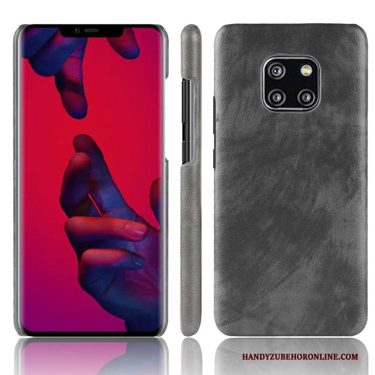 Hülle Huawei Mate 20 Pro Leder Handyhüllen Muster, Case Huawei Mate 20 Pro Schutz Schwer Grau