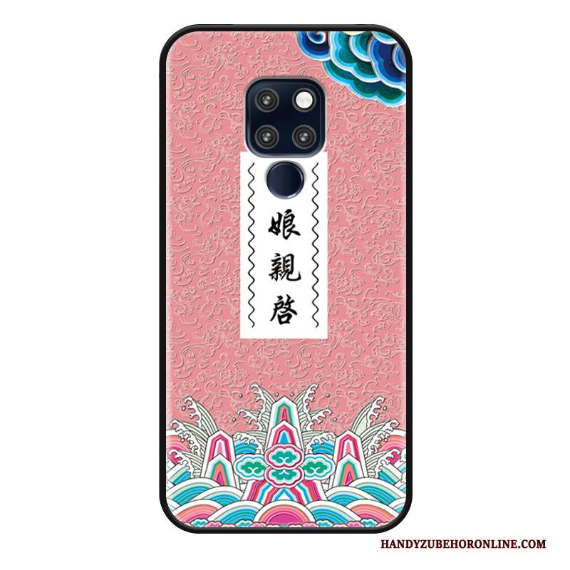 Hülle Huawei Mate 20 Prägung Handyhüllen Rosa, Case Huawei Mate 20 Kreativ Chinesische Art Lustig