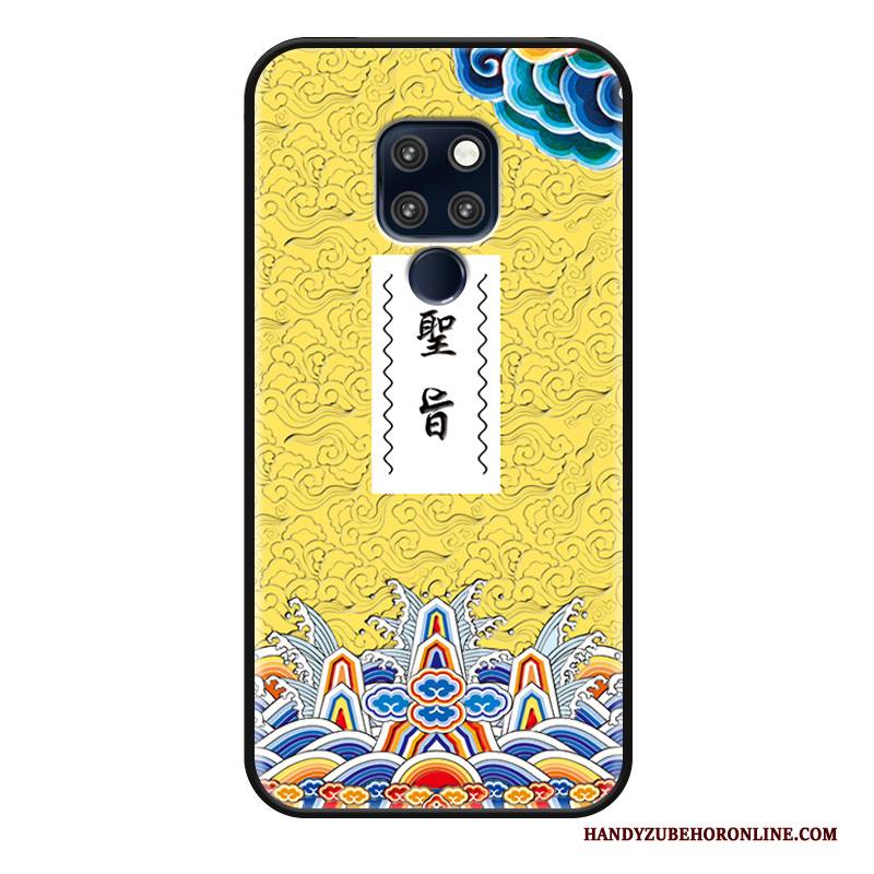 Hülle Huawei Mate 20 Prägung Handyhüllen Rosa, Case Huawei Mate 20 Kreativ Chinesische Art Lustig