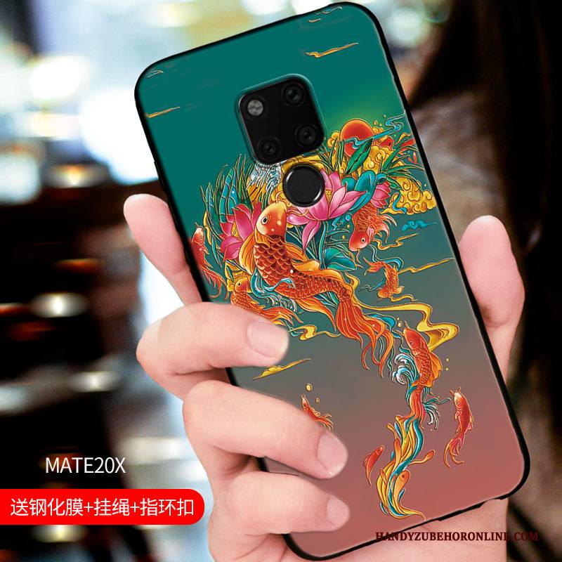 Hülle Huawei Mate 20 X Prägung Grün Persönlichkeit, Case Huawei Mate 20 X Silikon Anti-sturz Trendmarke