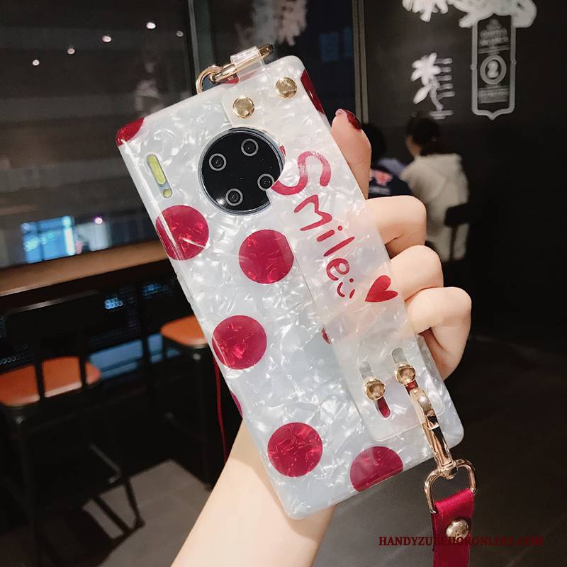 Hülle Huawei Mate 30 Halterung Neu Netto Rot, Case Huawei Mate 30 Taschen Hängende Verzierungen Weiß