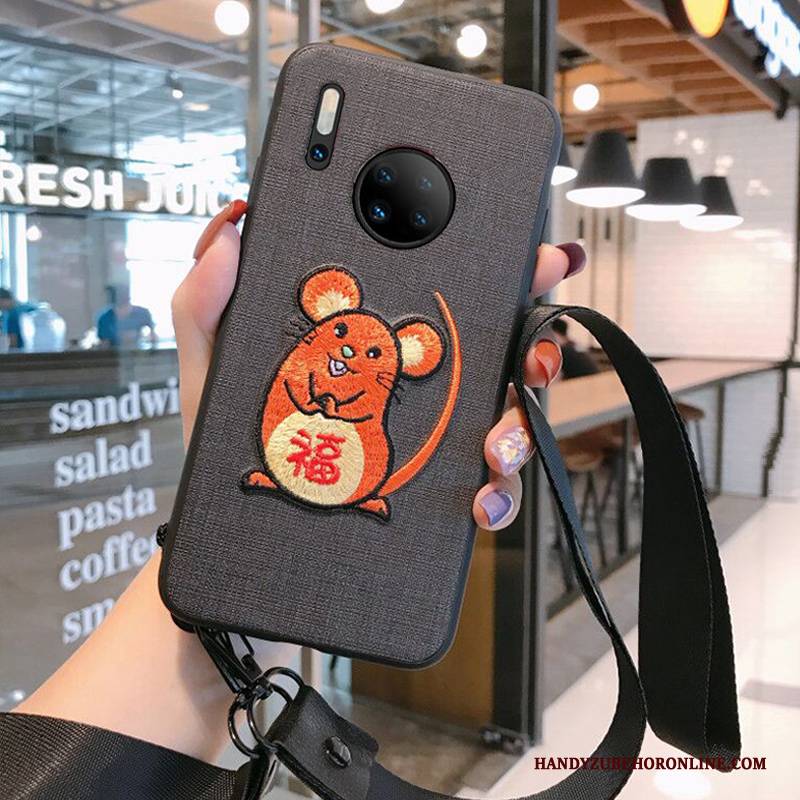 Hülle Huawei Mate 30 Pro Kreativ Netto Rot Persönlichkeit, Case Huawei Mate 30 Pro Weiche Trendmarke Stickerei