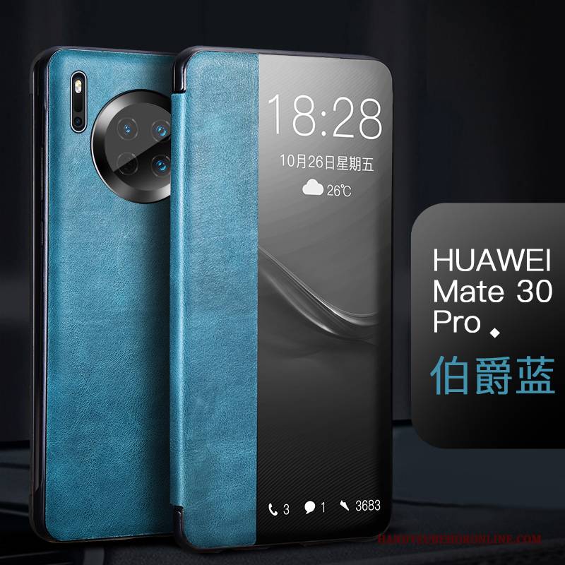 Hülle Huawei Mate 30 Pro Leder Anti-sturz Grün, Case Huawei Mate 30 Pro Folio Kuh Neu