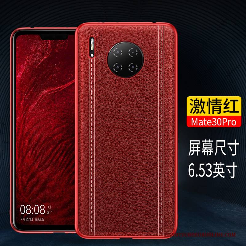 Hülle Huawei Mate 30 Pro Leder Handyhüllen Schwarz, Case Huawei Mate 30 Pro Lederhülle Anti-sturz High-end