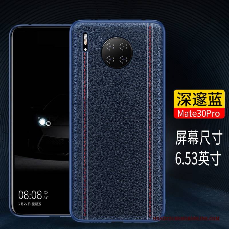 Hülle Huawei Mate 30 Pro Leder Handyhüllen Schwarz, Case Huawei Mate 30 Pro Lederhülle Anti-sturz High-end