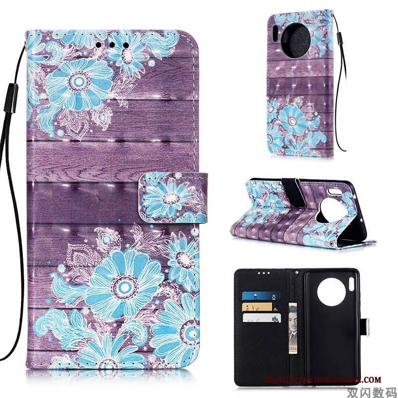 Hülle Huawei Mate 30 Pro Lederhülle Handyhüllen Weiß, Case Huawei Mate 30 Pro Folio Anti-sturz