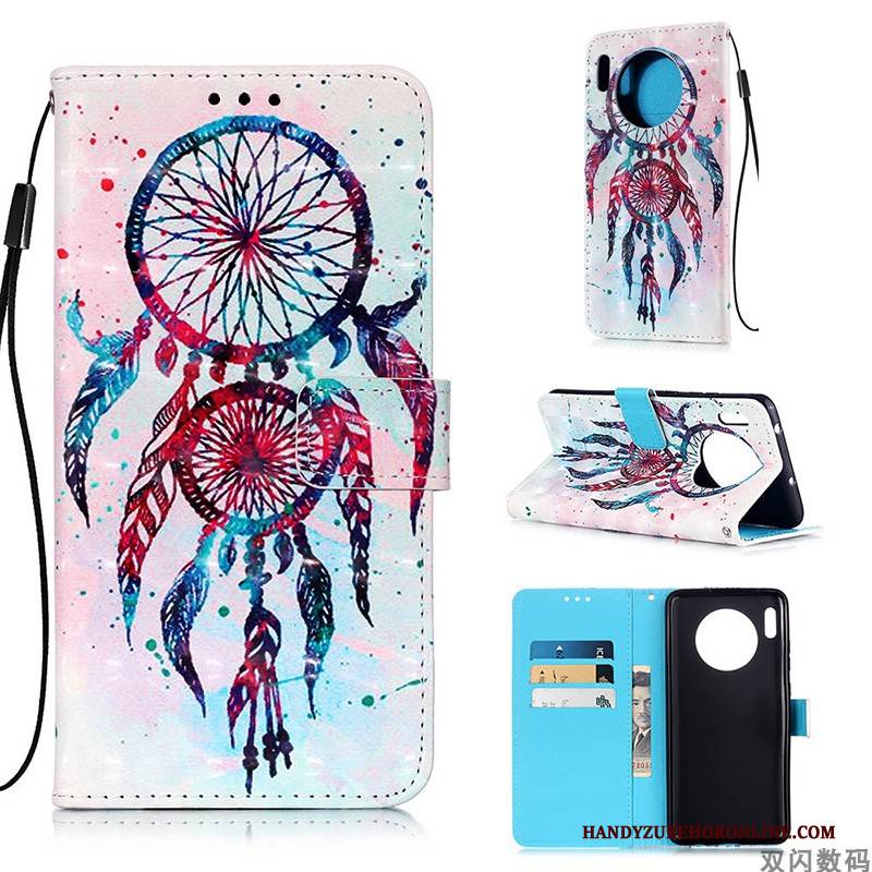 Hülle Huawei Mate 30 Pro Lederhülle Handyhüllen Weiß, Case Huawei Mate 30 Pro Folio Anti-sturz